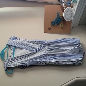 Blue Striped Nautical Romper with Tie and Pockets | S